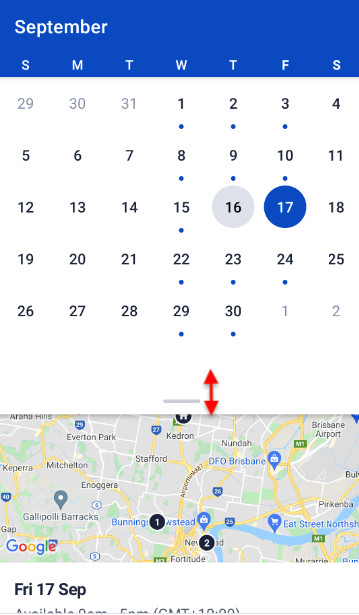 The calendar in the Skeduolo Plus app