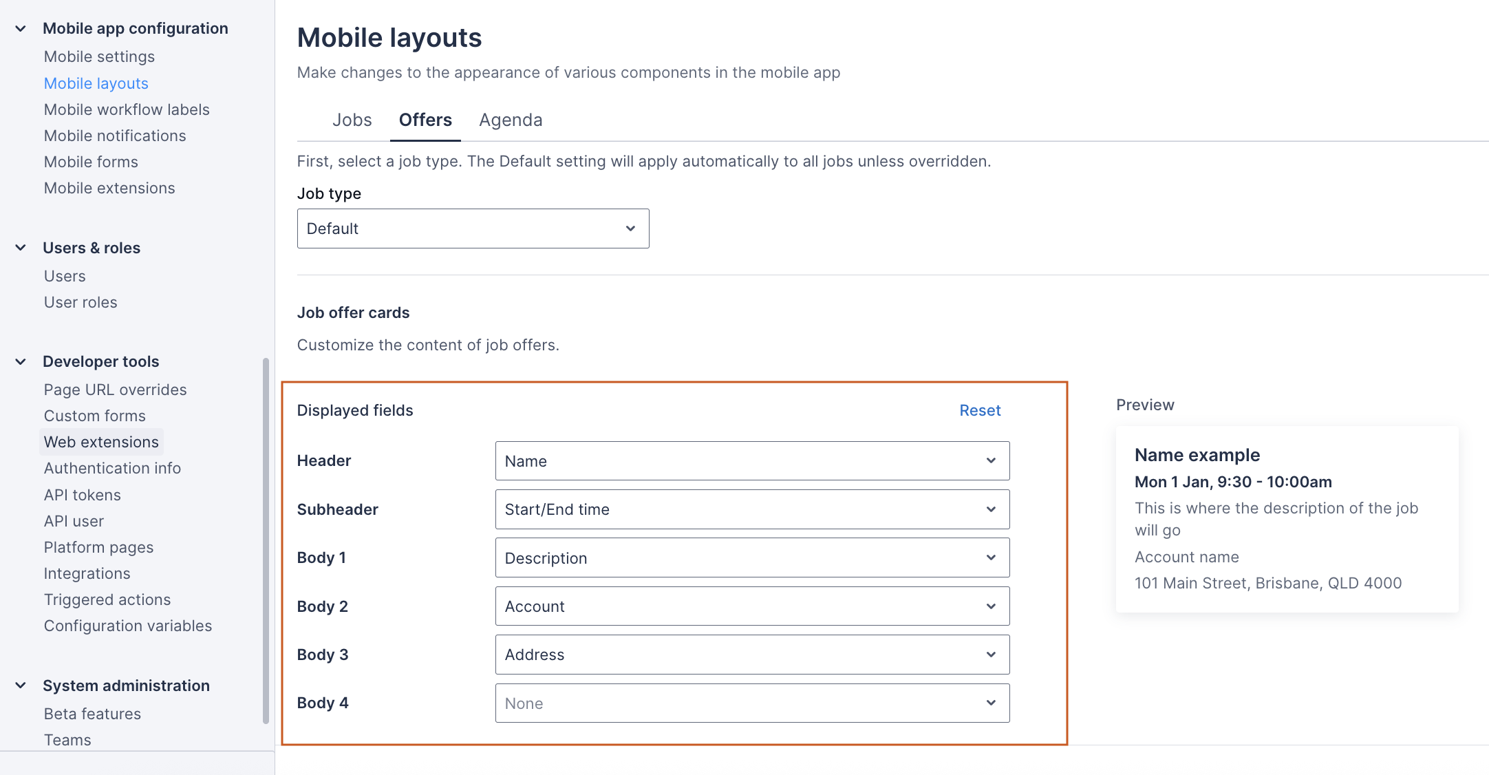 Customize offer card