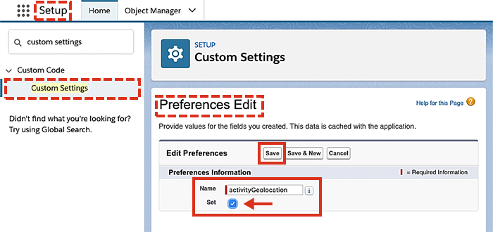 Setting a preference active.