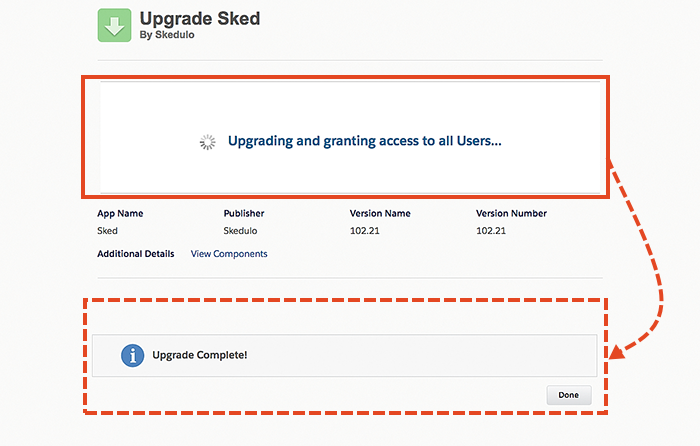 An example showing an upgrade to the Skedulo managed package.