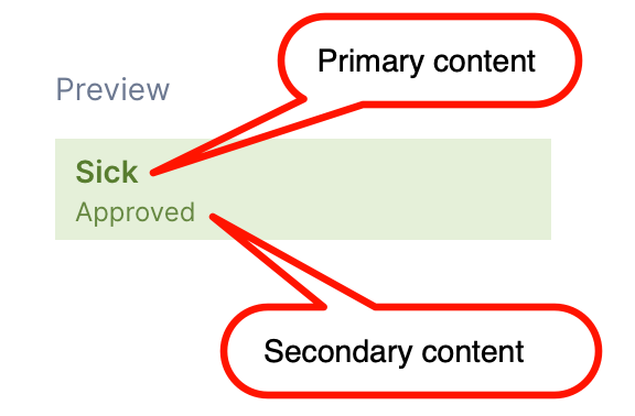 Preview of a work card showing the primary and secondary content areas.