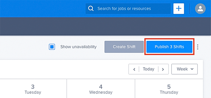 Publishing all draft shifts together from the Skedulo shifts calendar.