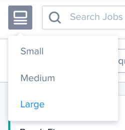 location of the resize job cards options