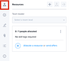 The resources tab in the job details view with no resources assigned