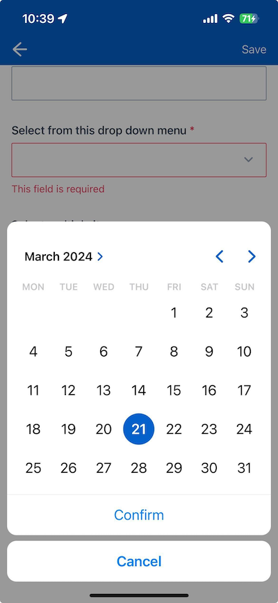 Date component example in Skedulo Plus