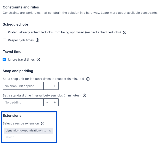 Choose the dynamic job time constraints extension