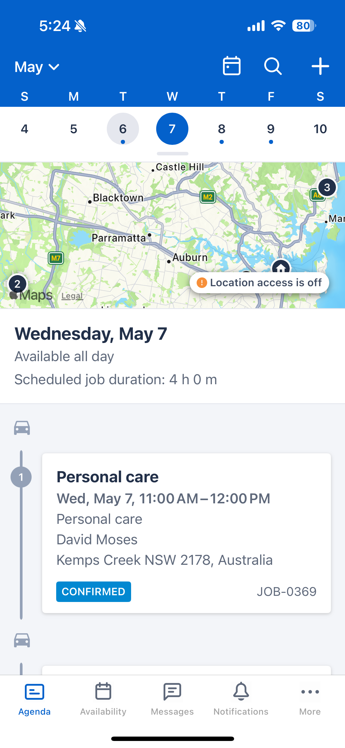The Skedulo Plus Agenda view