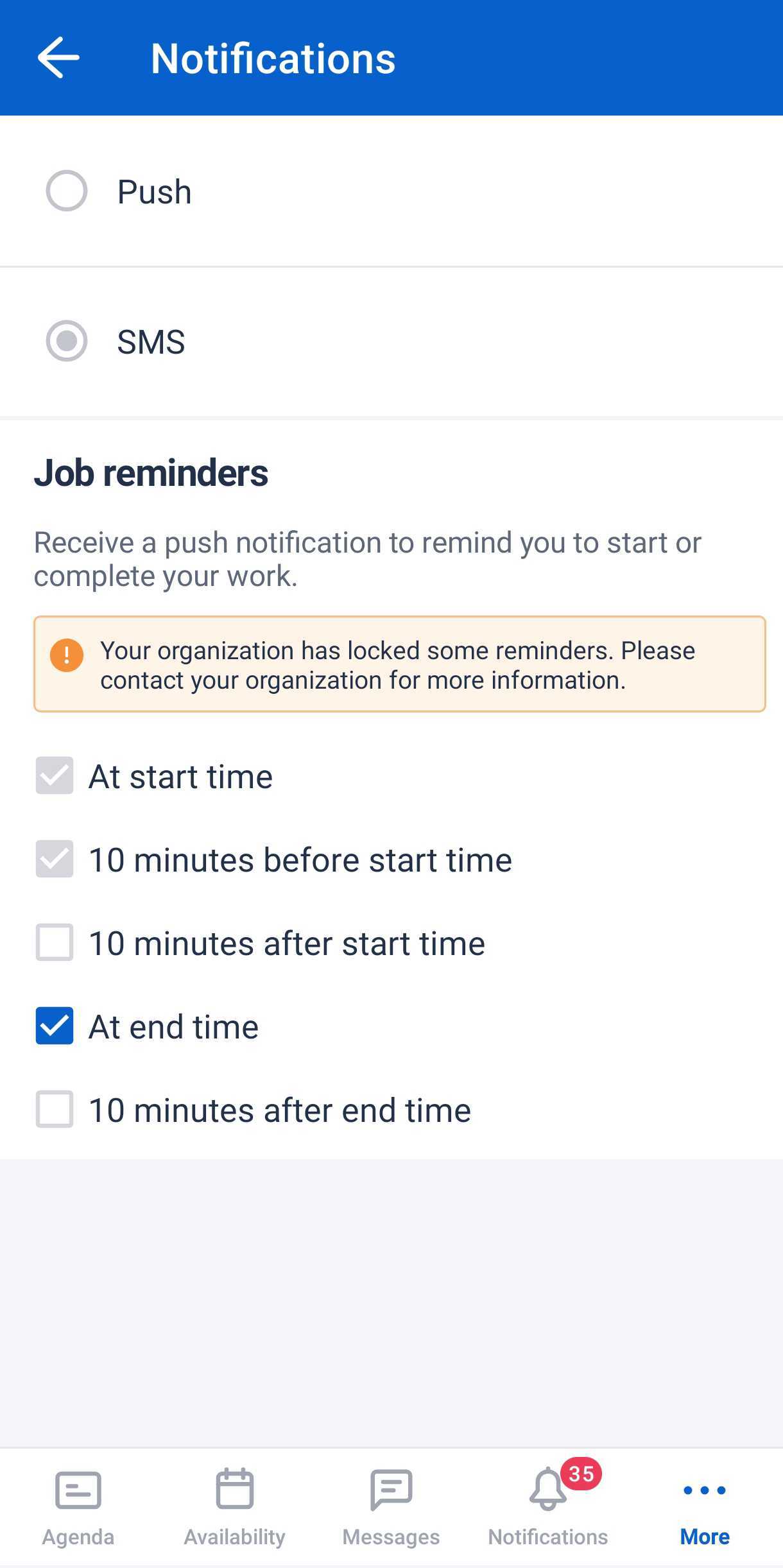 reminder notification settings