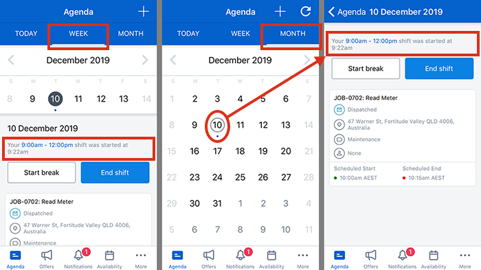 Viewing shifts on the calendar views on Skedulo.