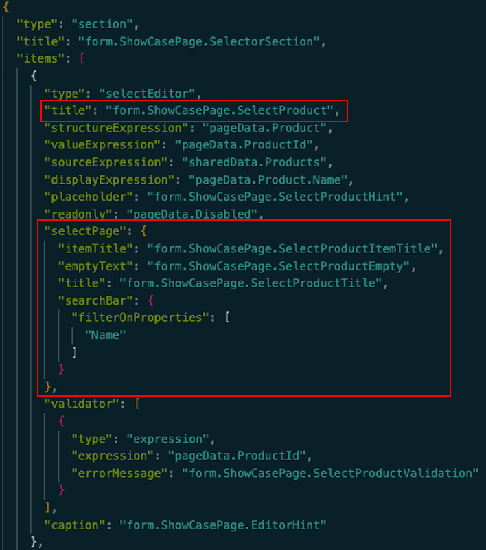 The selectEditor offline configuration in the ui_def.json file