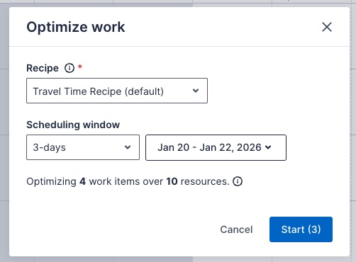 Optimize settings modal screenshot