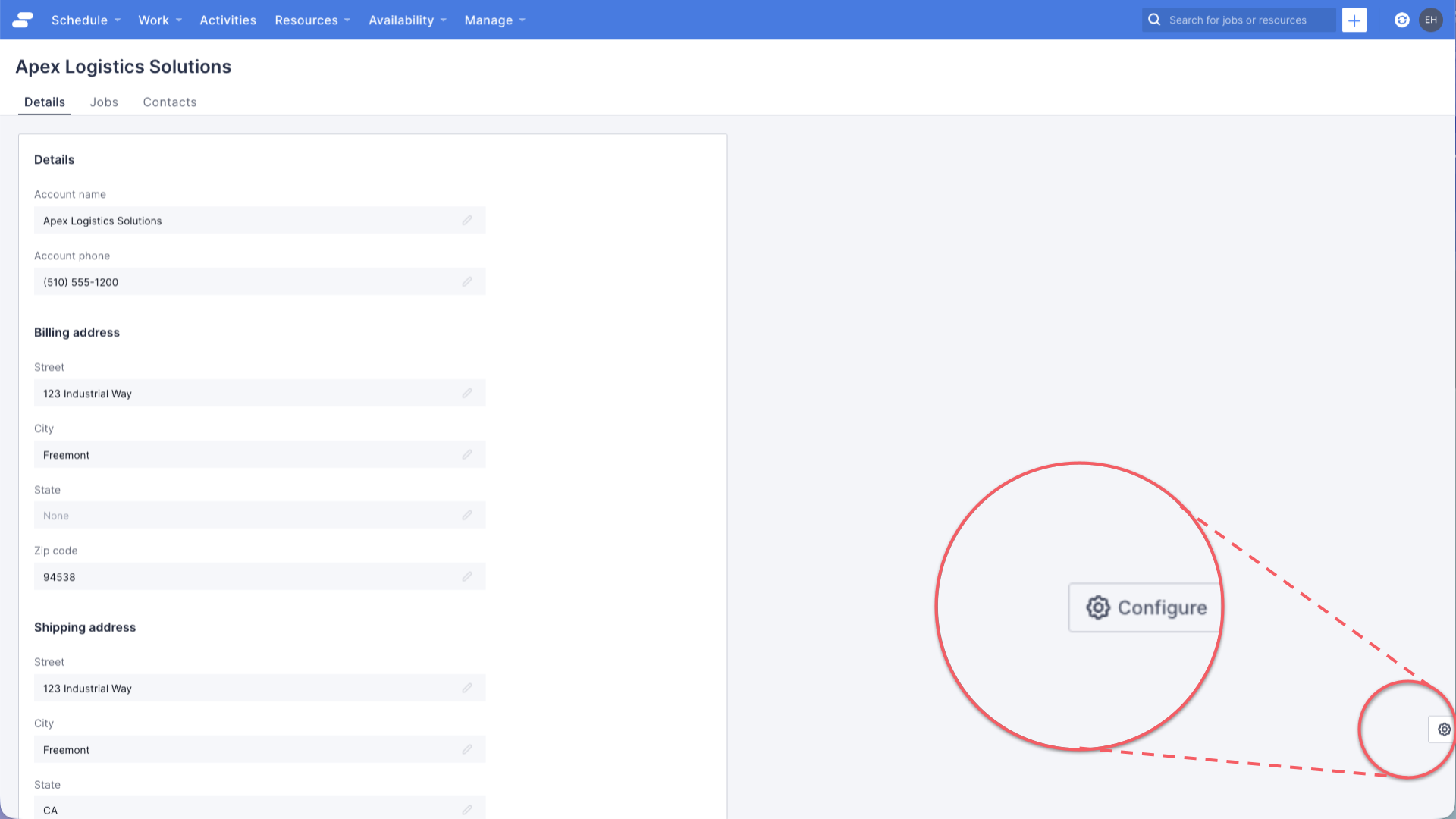 The configuration button, or gear icon displayed on a supported page builder page.
